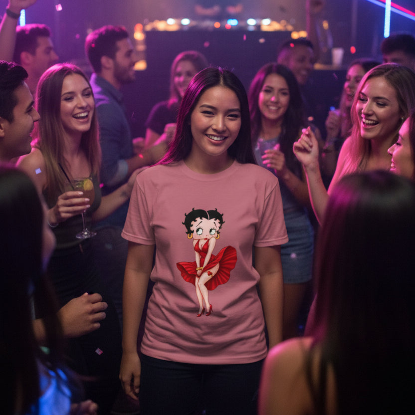 Betty Boop Red Dress T-Shirt — Retro Pinup Graphic Tee