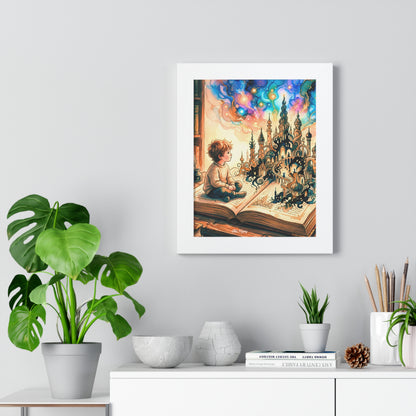 Where Words Become Worlds Wood Framed Art Print