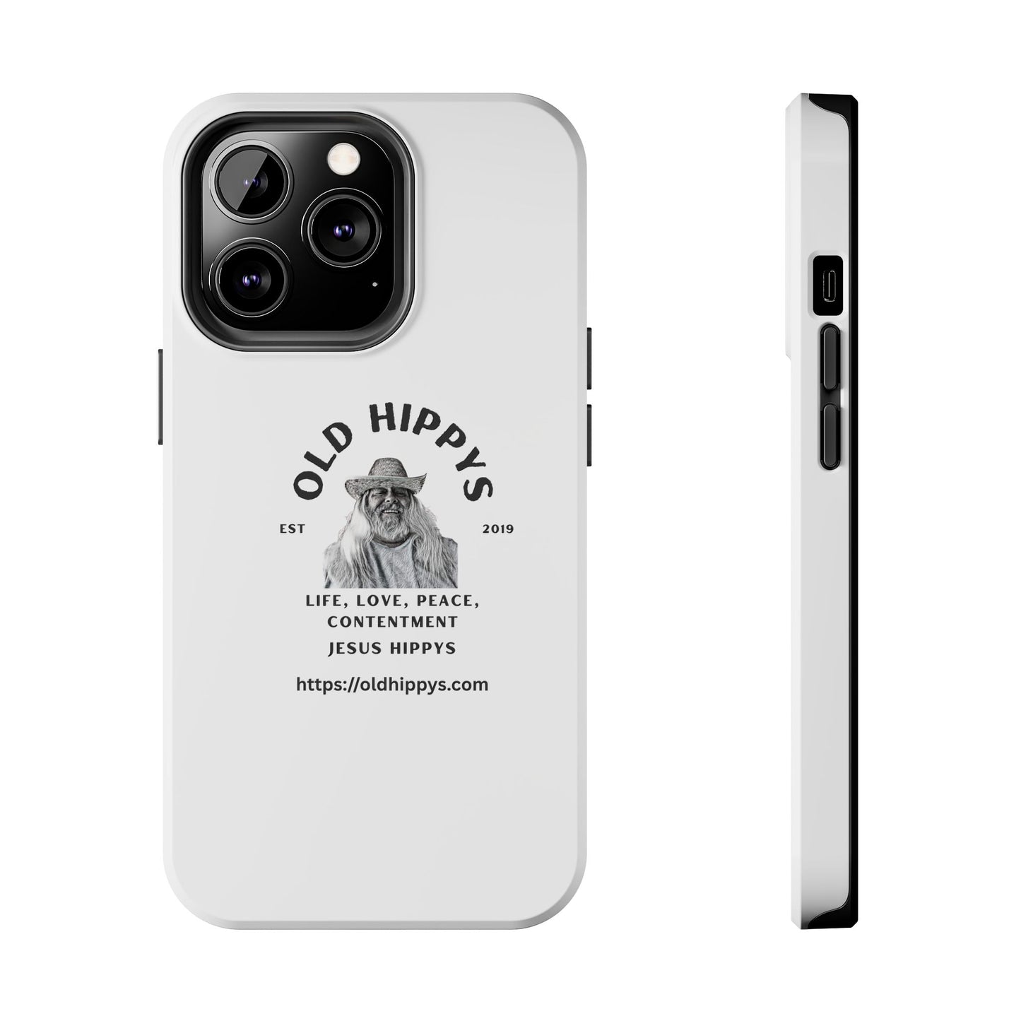 Old Hippys Phone Case — 'Life, Love, Peace, Contentment' Tough Protective Case