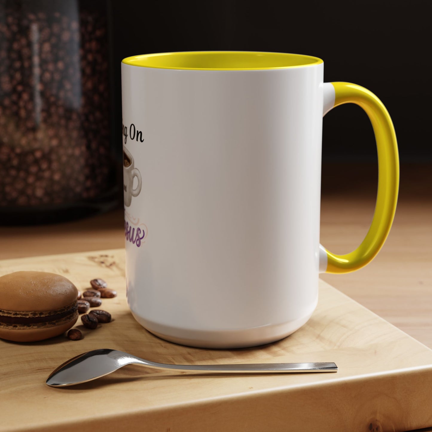 Living On Coffee and Jesus Accent Mug — Christian Coffee Cup (11/15oz)