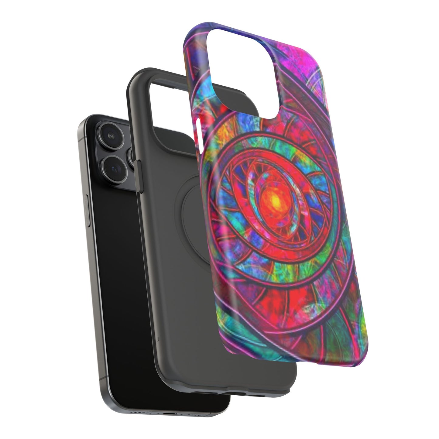 Protective Phone Case — Vibrant Abstract Mandala Impact-Resistant Design