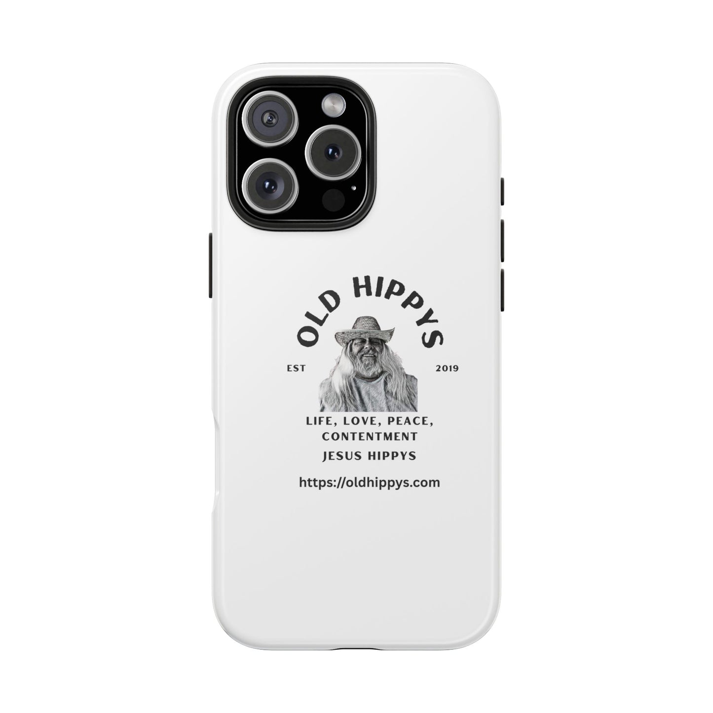 Old Hippys Phone Case — 'Life, Love, Peace, Contentment' Tough Protective Case