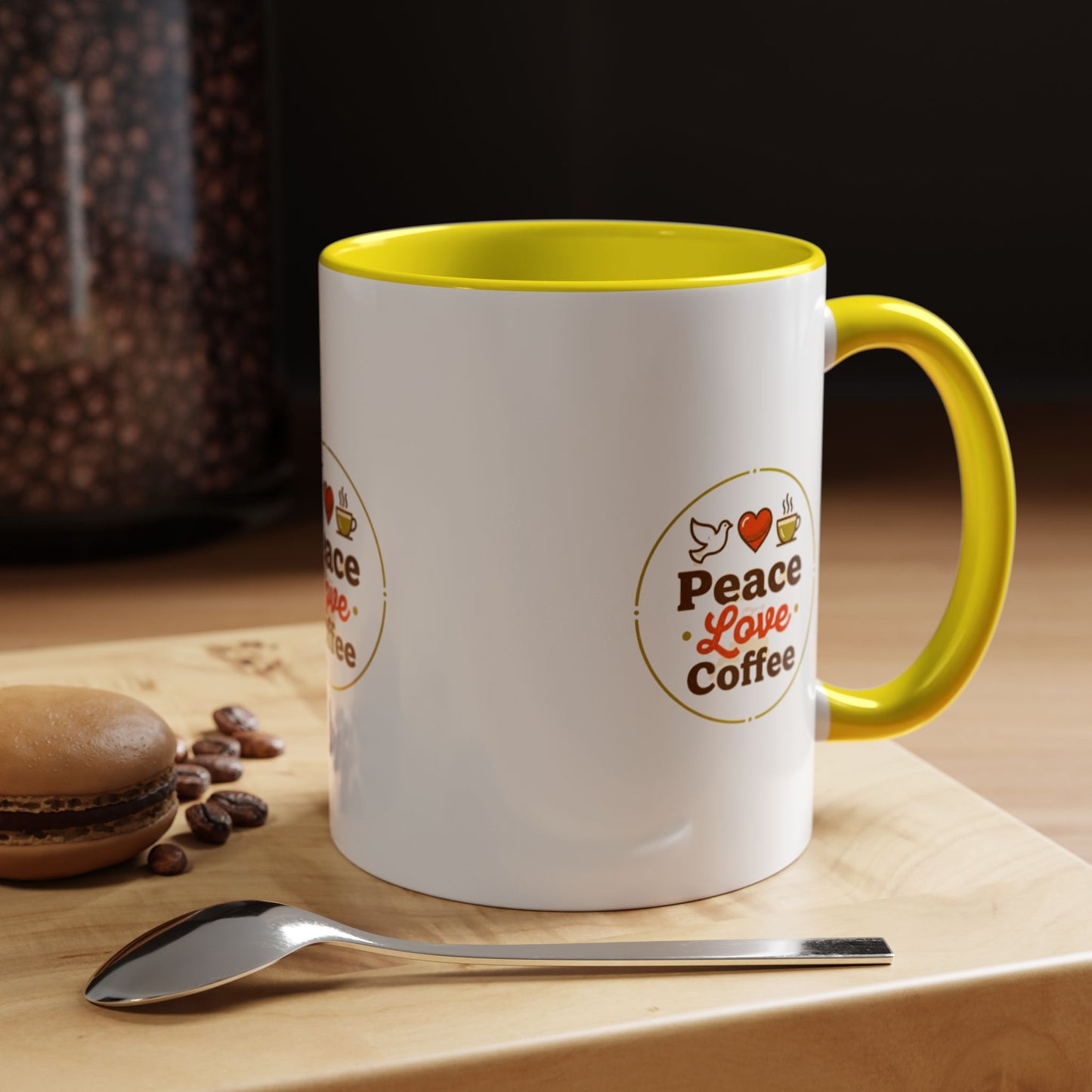 Peace Love Coffee Accent Mug - 11/15oz Ceramic Coffee Cup