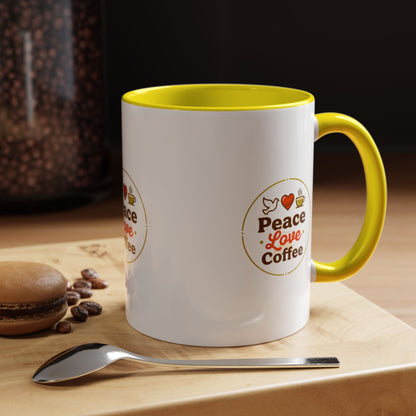Peace Love Coffee Accent Mug - 11/15oz Ceramic Coffee Cup