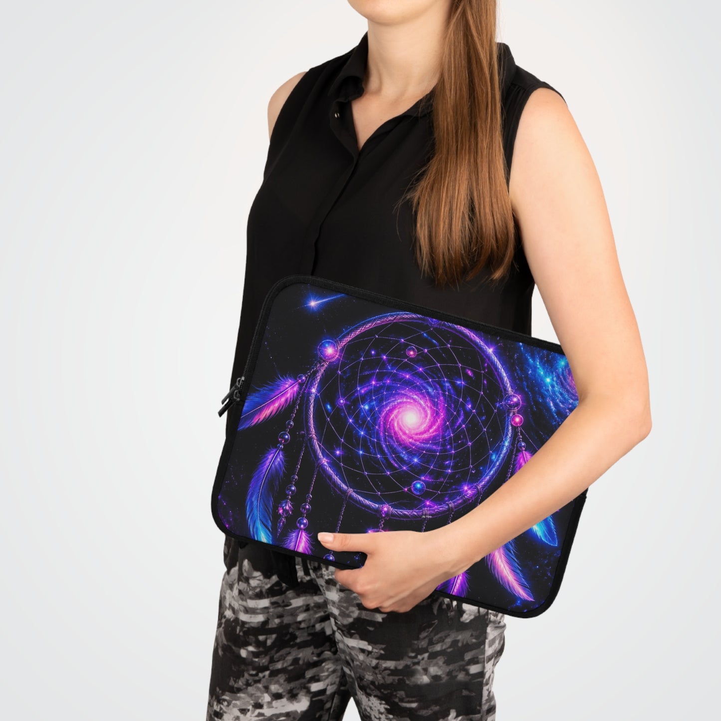 Cosmic Dreamcatcher Laptop Sleeve — Neon Boho Protective Case