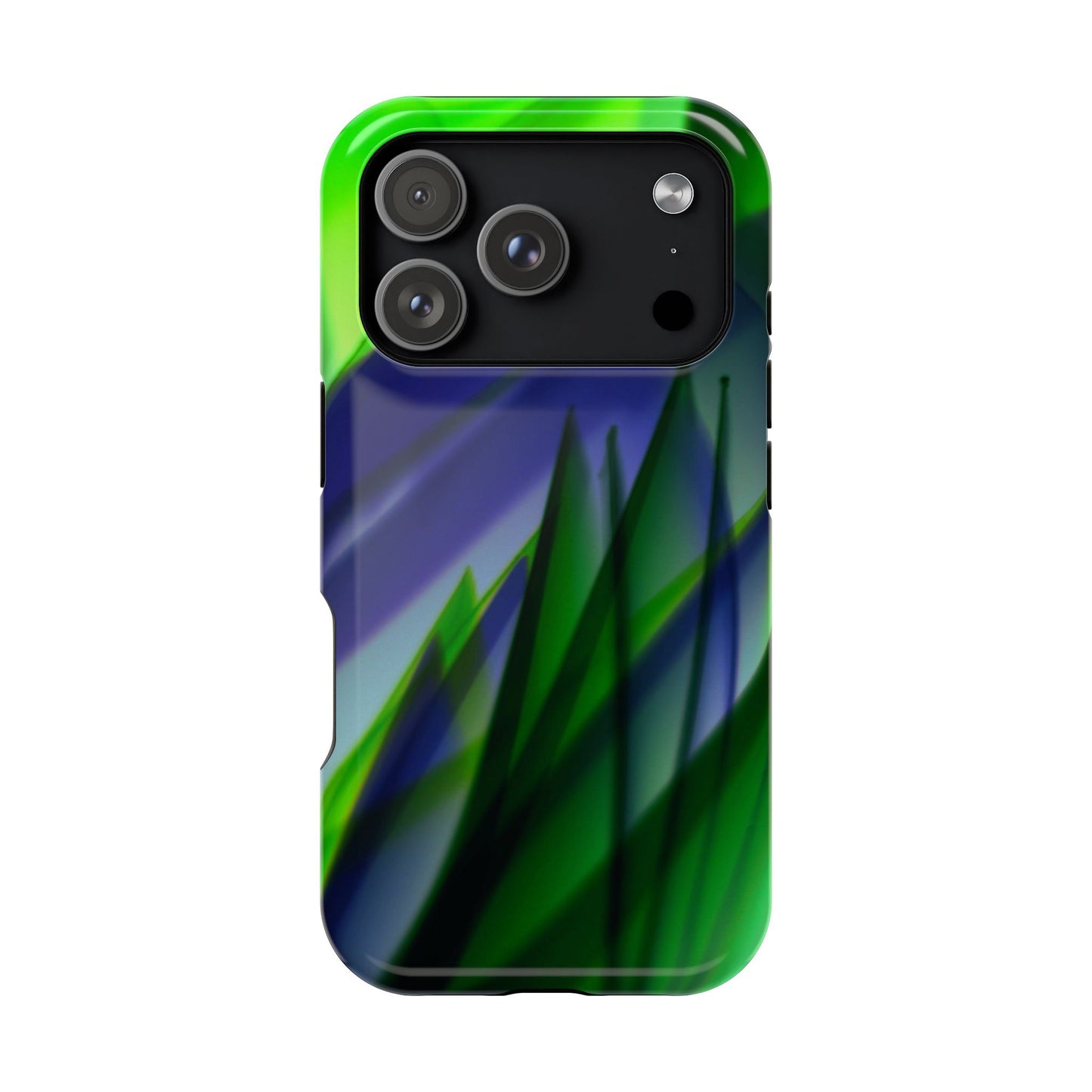 — Green Blue Abstract Wave Design Impact-Resistant Phone Case