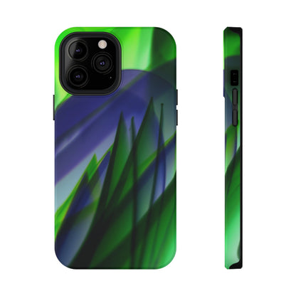 — Green Blue Abstract Wave Design Impact-Resistant Phone Case
