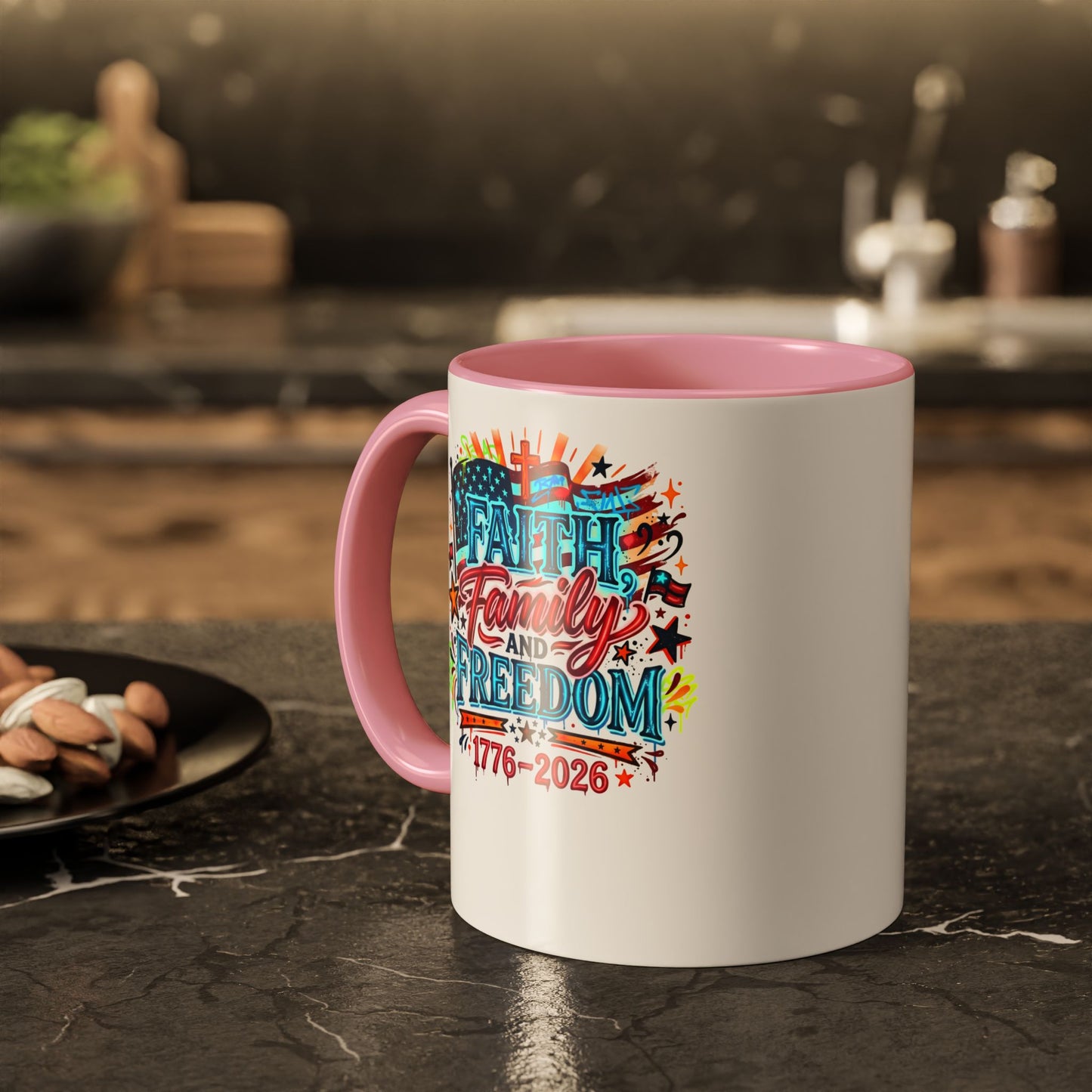 Faith Family Freedom 1776–2026 Patriotic Coffee Mug