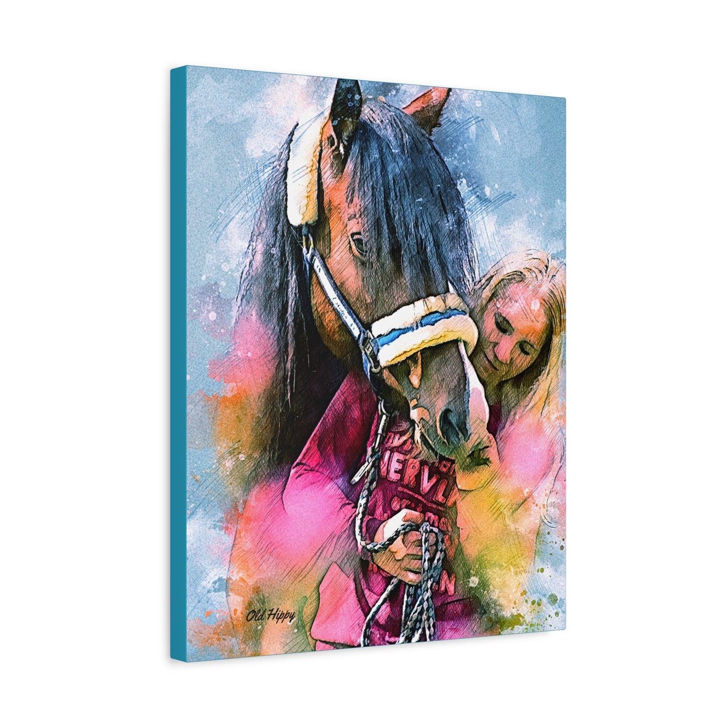Kindred Spirits” – Girl and Horse Watercolor-Style Canvas
