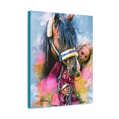 Kindred Spirits” – Girl and Horse Watercolor-Style Canvas