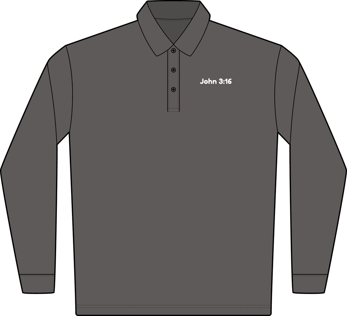 John 3:16 Long Sleeve Embroidered Polo Shirt— Men's Christian Faith