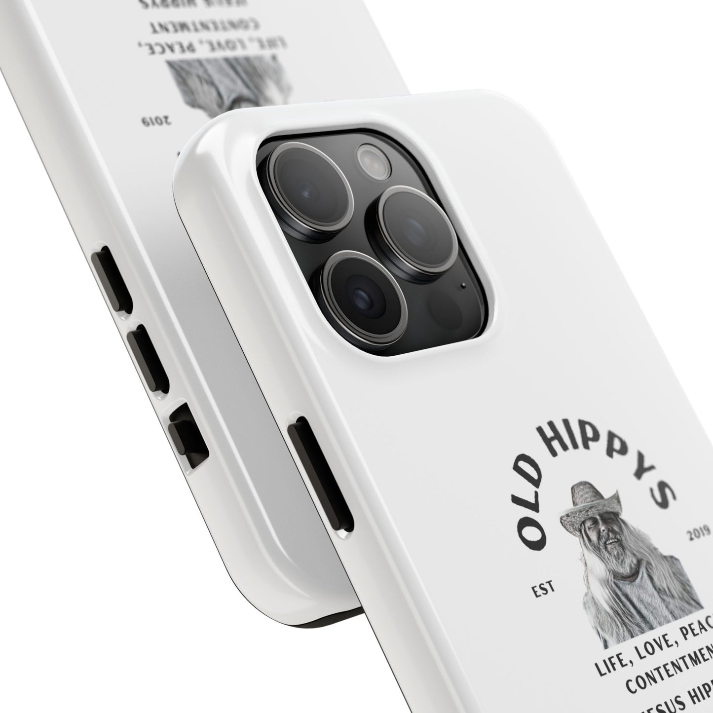 Old Hippys Phone Case — 'Life, Love, Peace, Contentment' Tough Protective Case