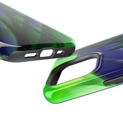 — Green Blue Abstract Wave Design Impact-Resistant Phone Case