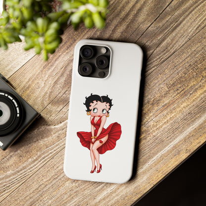 Betty Boop Red Dress Slim iPhone Case — Retro Pin-Up Cartoon Phone Cover