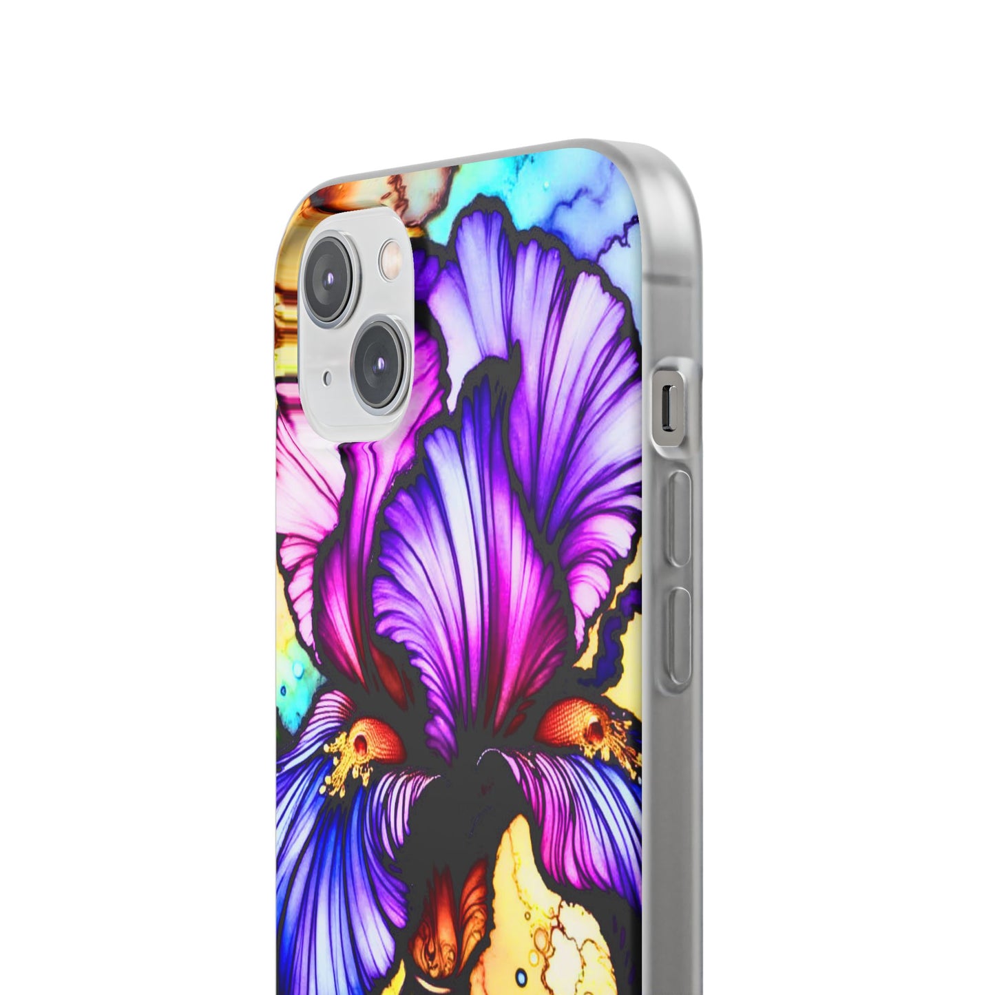 Stained Glass Iris Smartphone Case — Vibrant Purple Watercolor Phone Cover