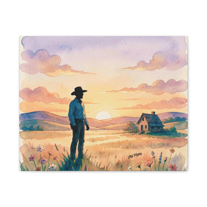 The Last Light Over the Homestead AI Canvas by Old Hippy