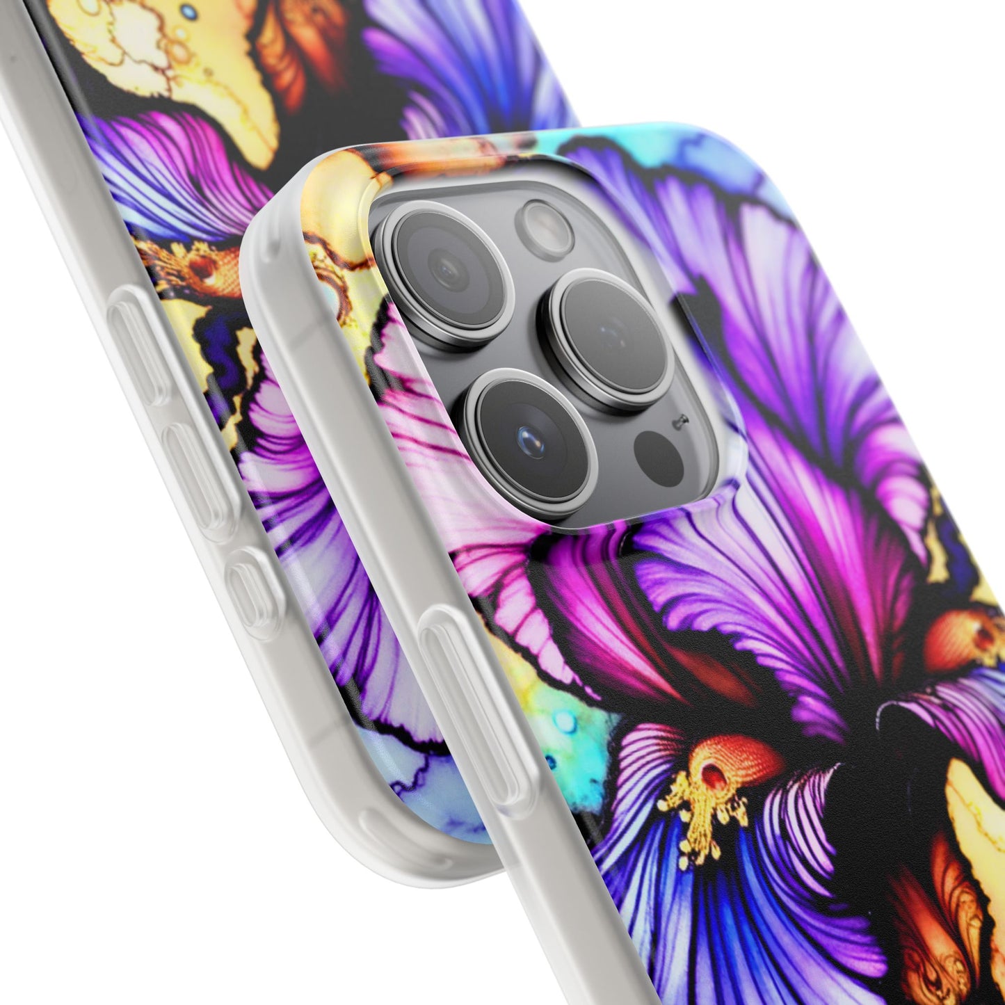 Stained Glass Iris Smartphone Case — Vibrant Purple Watercolor Phone Cover