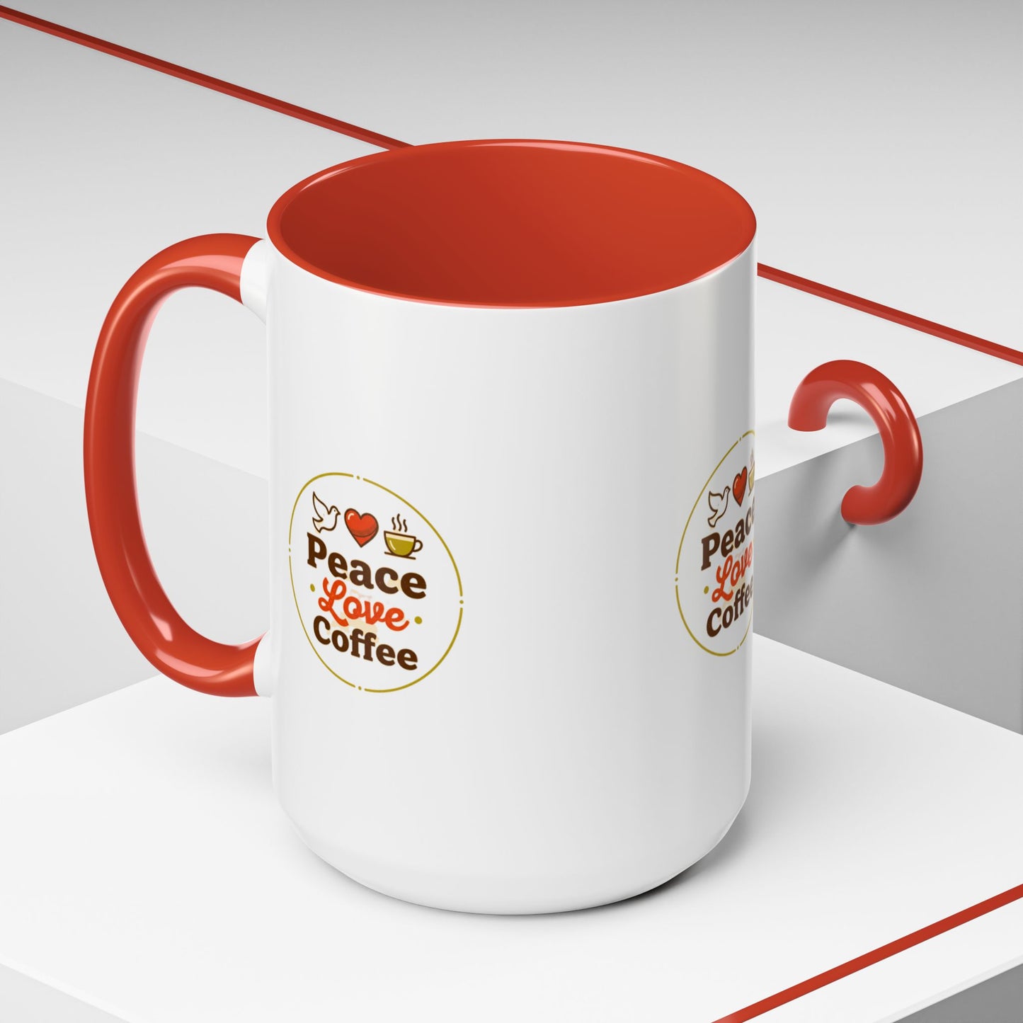 Peace Love Coffee Accent Mug - 11/15oz Ceramic Coffee Cup