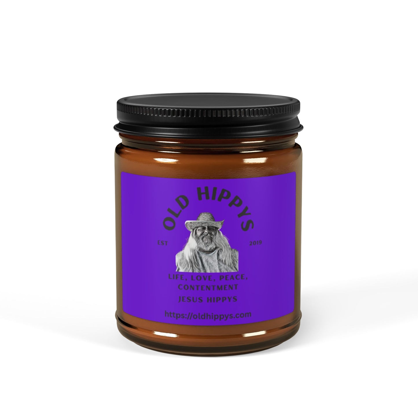 Old Hippys Essential Oil Scented Soy Candle — Amber Jar Aromatherapy Candle (Multi-Size)