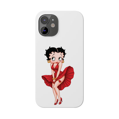 Betty Boop Red Dress Slim iPhone Case — Retro Pin-Up Cartoon Phone Cover