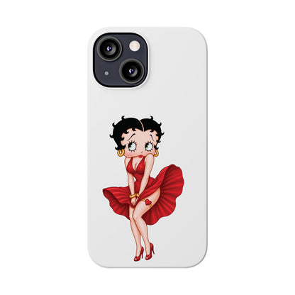 Betty Boop Red Dress Slim iPhone Case — Retro Pin-Up Cartoon Phone Cover