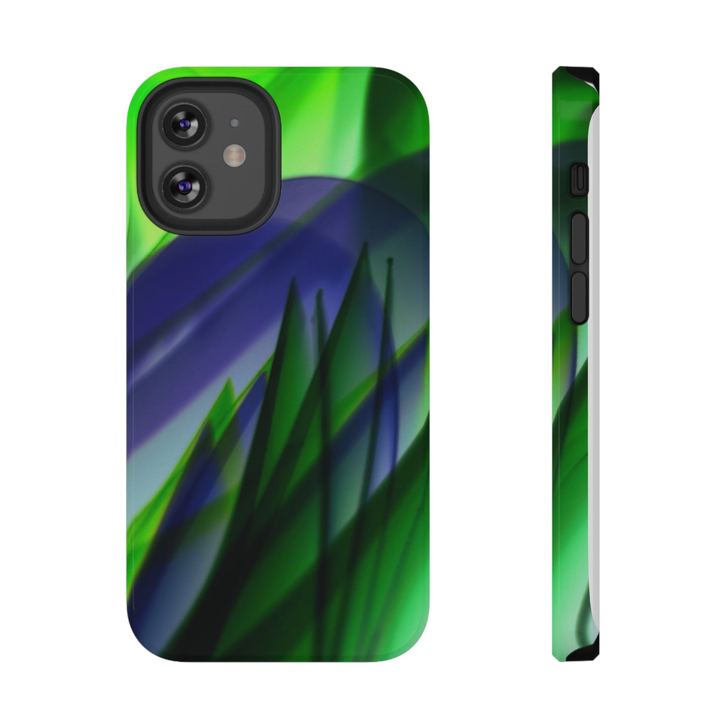— Green Blue Abstract Wave Design Impact-Resistant Phone Case