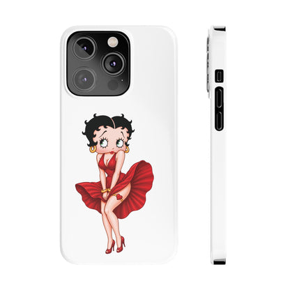 Betty Boop Red Dress Slim iPhone Case — Retro Pin-Up Cartoon Phone Cover
