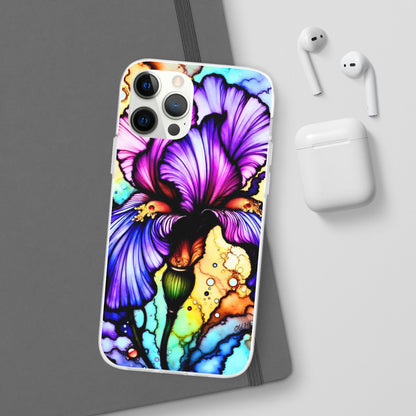 Stained Glass Iris Smartphone Case — Vibrant Purple Watercolor Phone Cover