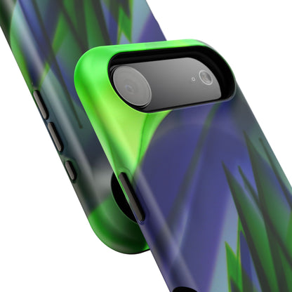 — Green Blue Abstract Wave Design Impact-Resistant Phone Case