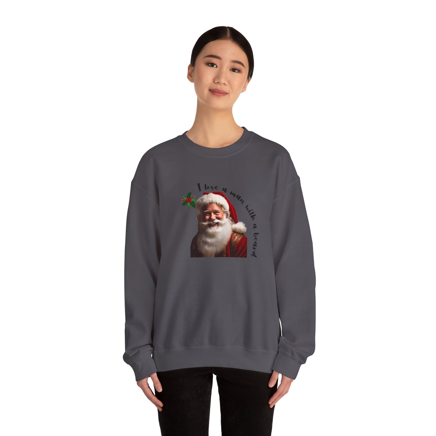 I love a Man with a Beard Christmas Unisex Heavy Blend™ Crewneck Sweatshirt