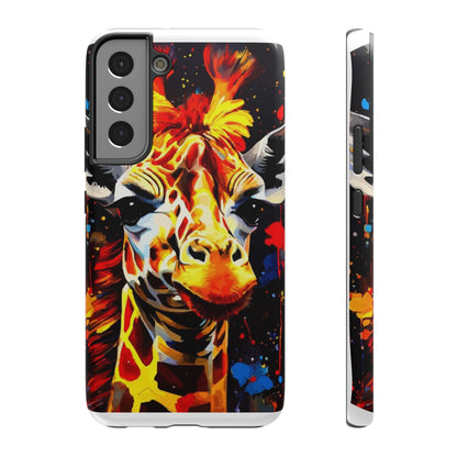 Funky Giraffe Art Impact-Resistant Phone Case —