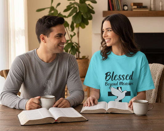 Blessed Beyond Measure T-Shirt — Christian Cross & Dove Faith Tee