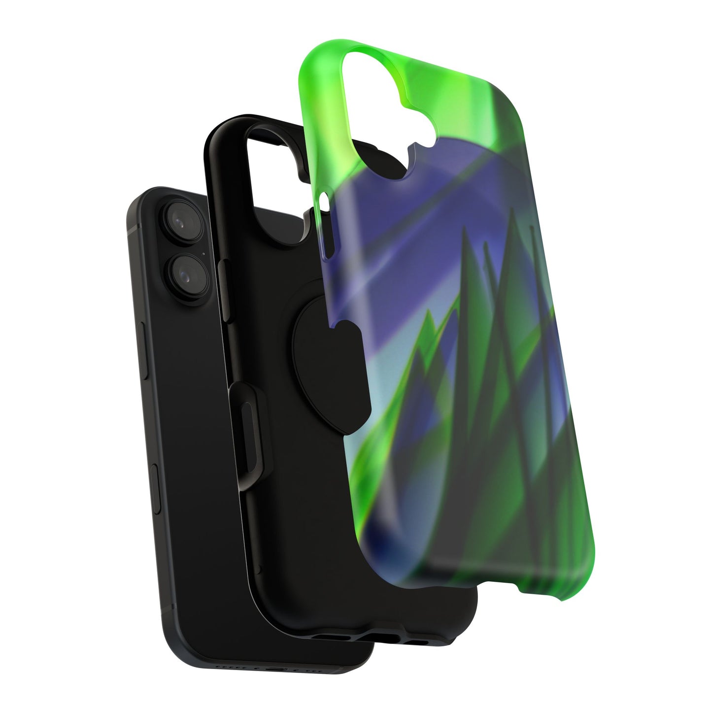 — Green Blue Abstract Wave Design Impact-Resistant Phone Case