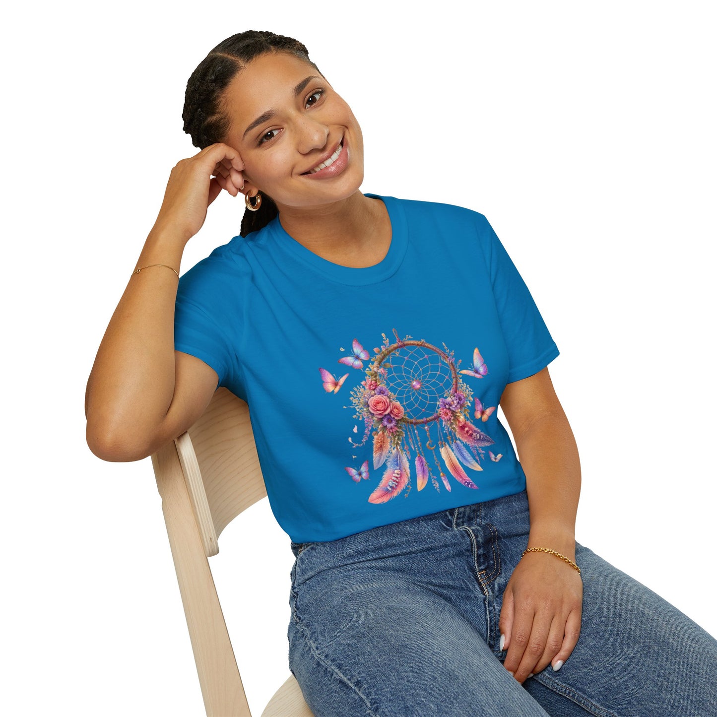 Pastel Dreamcatcher T-Shirt with Butterflies