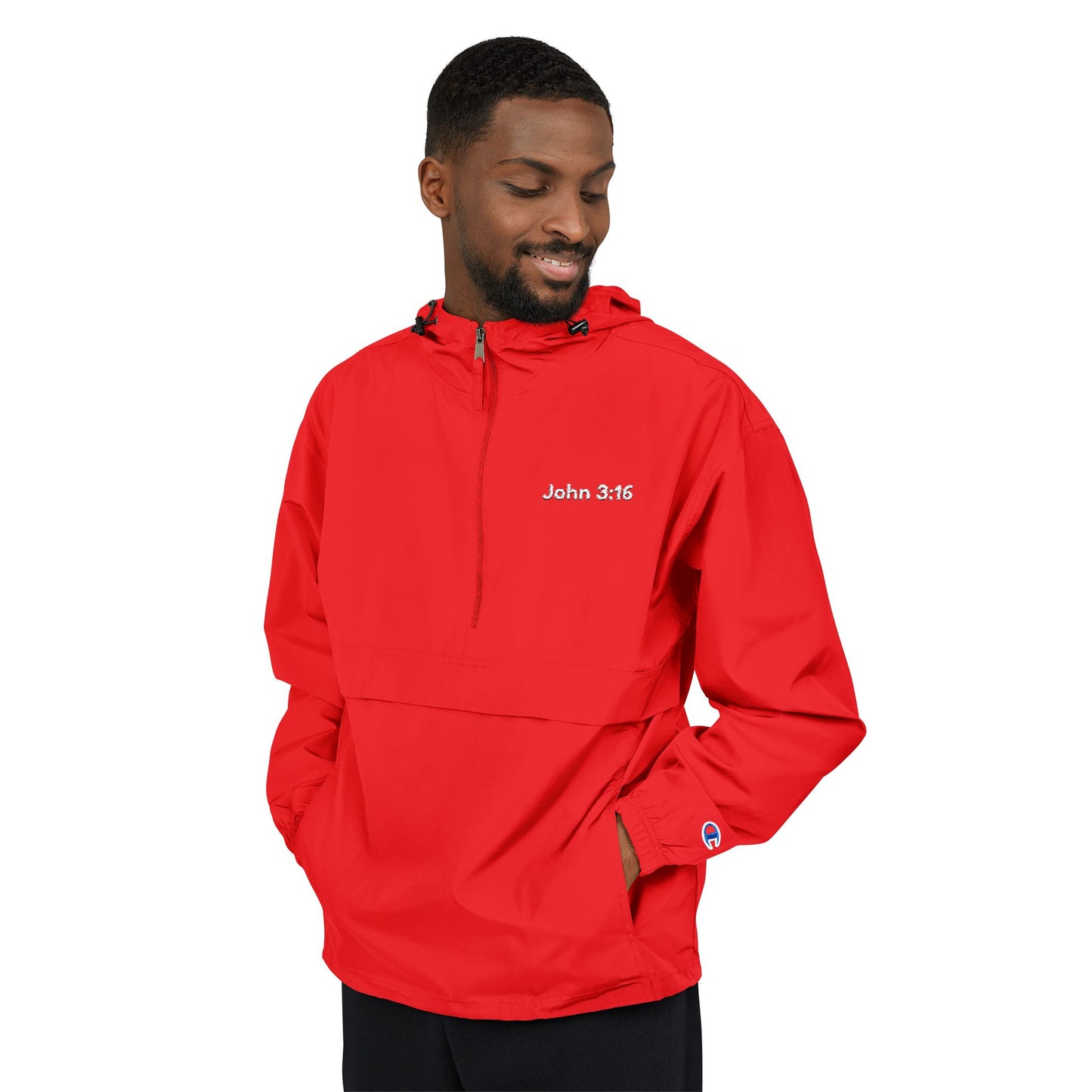 Packable Anorak Jacket — Minimal Reflective "John 3:16" Logo Windbreaker