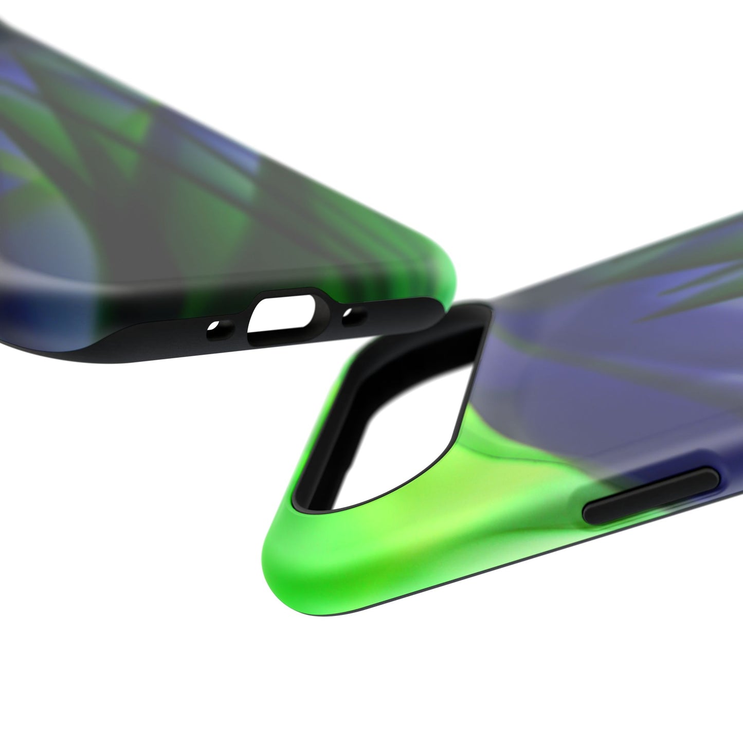 — Green Blue Abstract Wave Design Impact-Resistant Phone Case