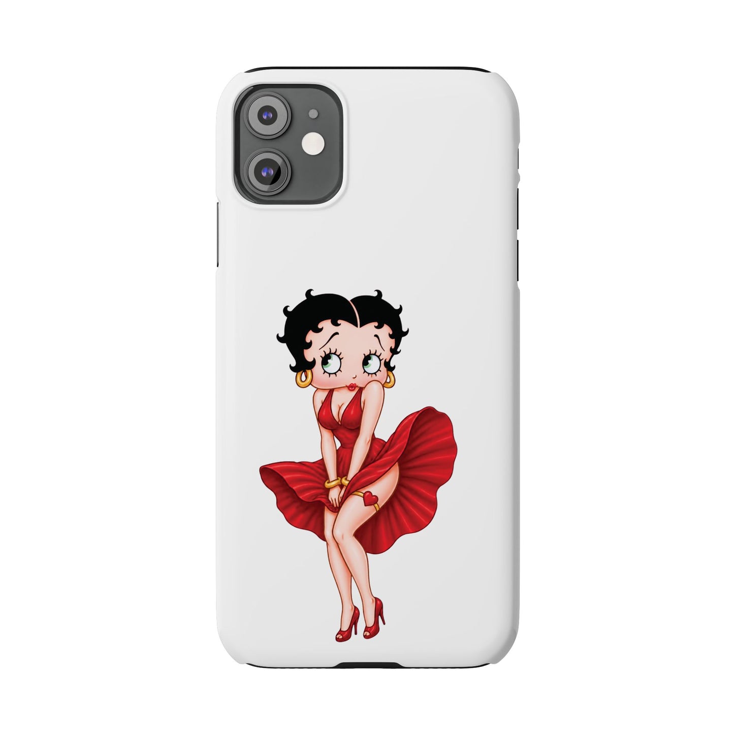 Betty Boop Red Dress Slim iPhone Case — Retro Pin-Up Cartoon Phone Cover