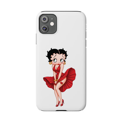 Betty Boop Red Dress Slim iPhone Case — Retro Pin-Up Cartoon Phone Cover