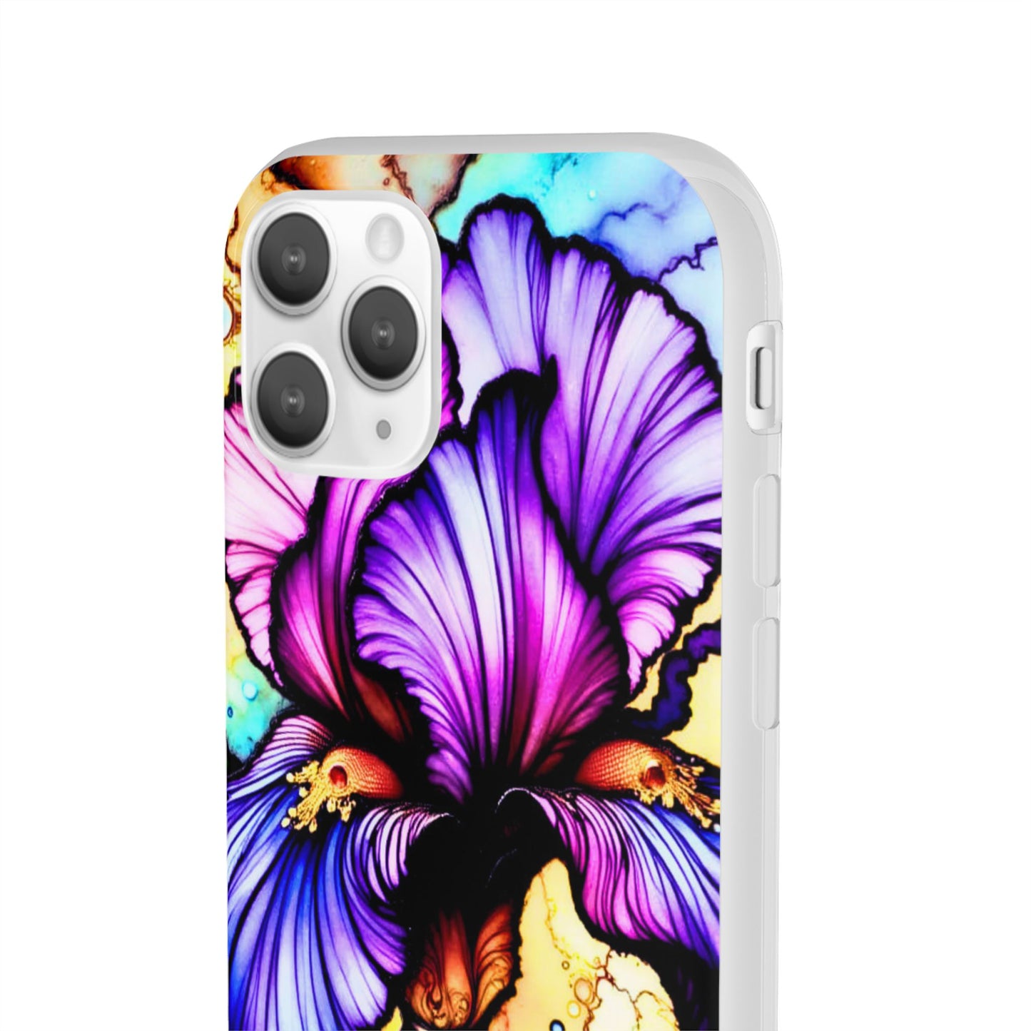 Stained Glass Iris Smartphone Case — Vibrant Purple Watercolor Phone Cover