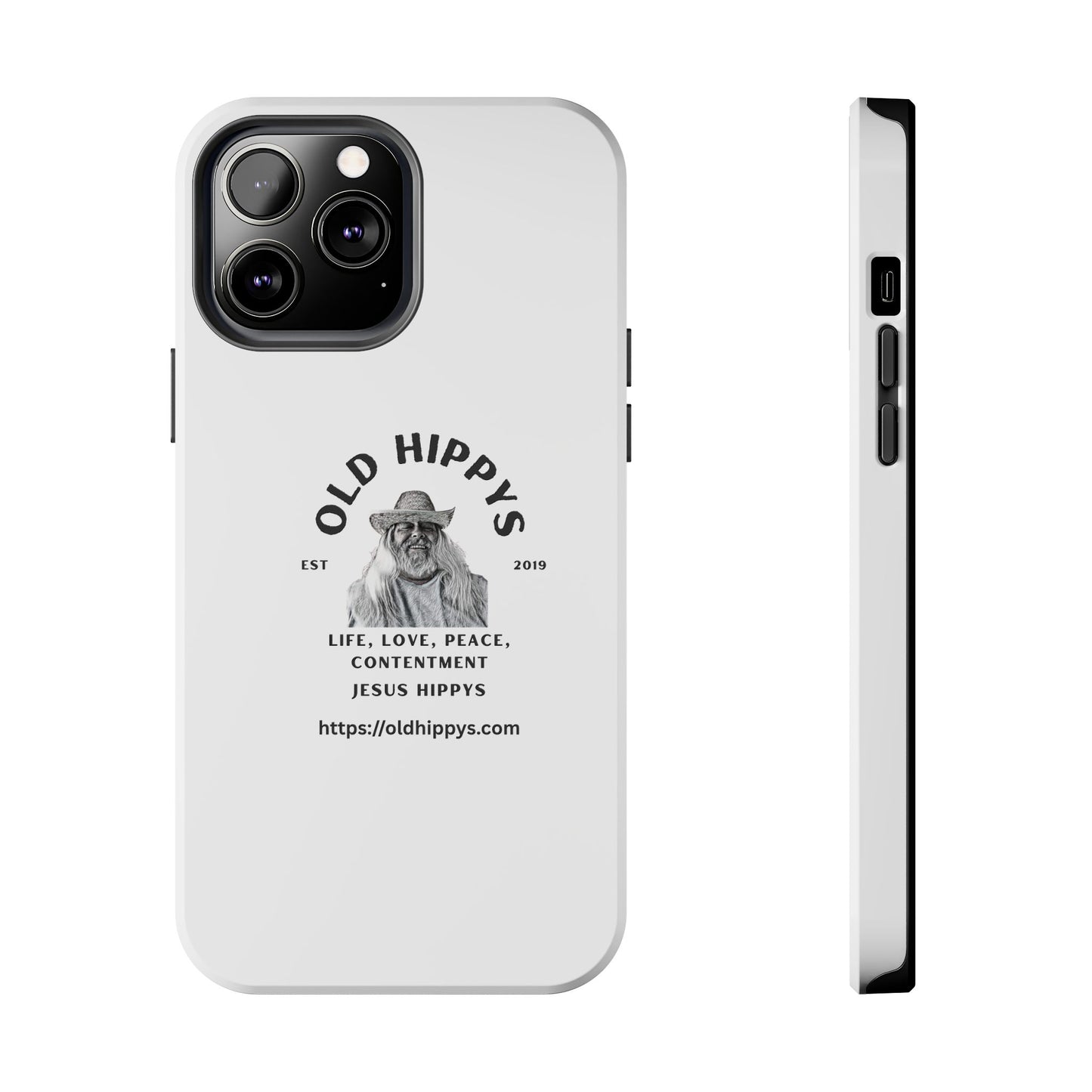 Old Hippys Phone Case — 'Life, Love, Peace, Contentment' Tough Protective Case