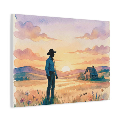 The Last Light Over the Homestead AI Canvas by Old Hippy
