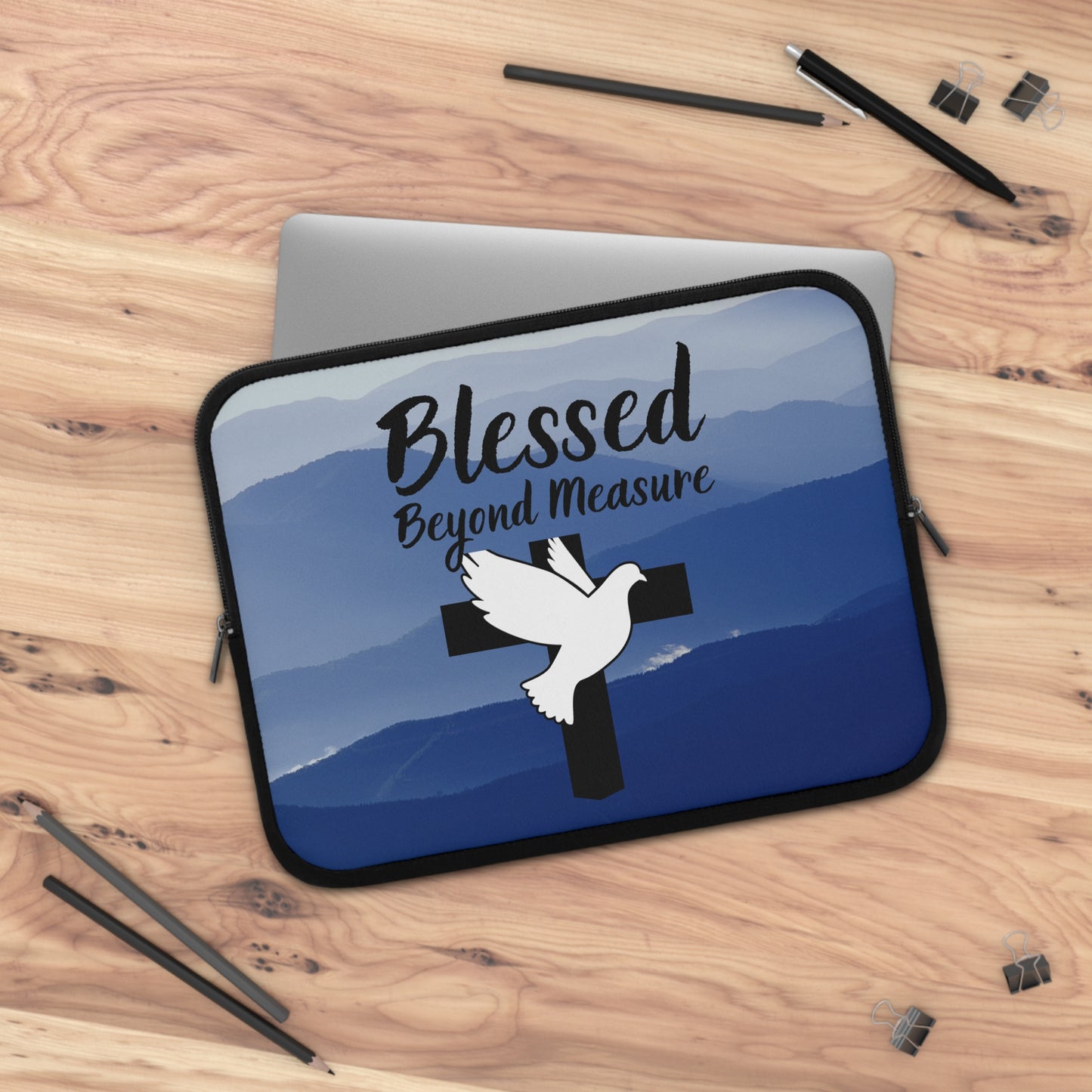 Blessed Beyond Measure Laptop Sleeve — Christian Dove & Cross Sleeve