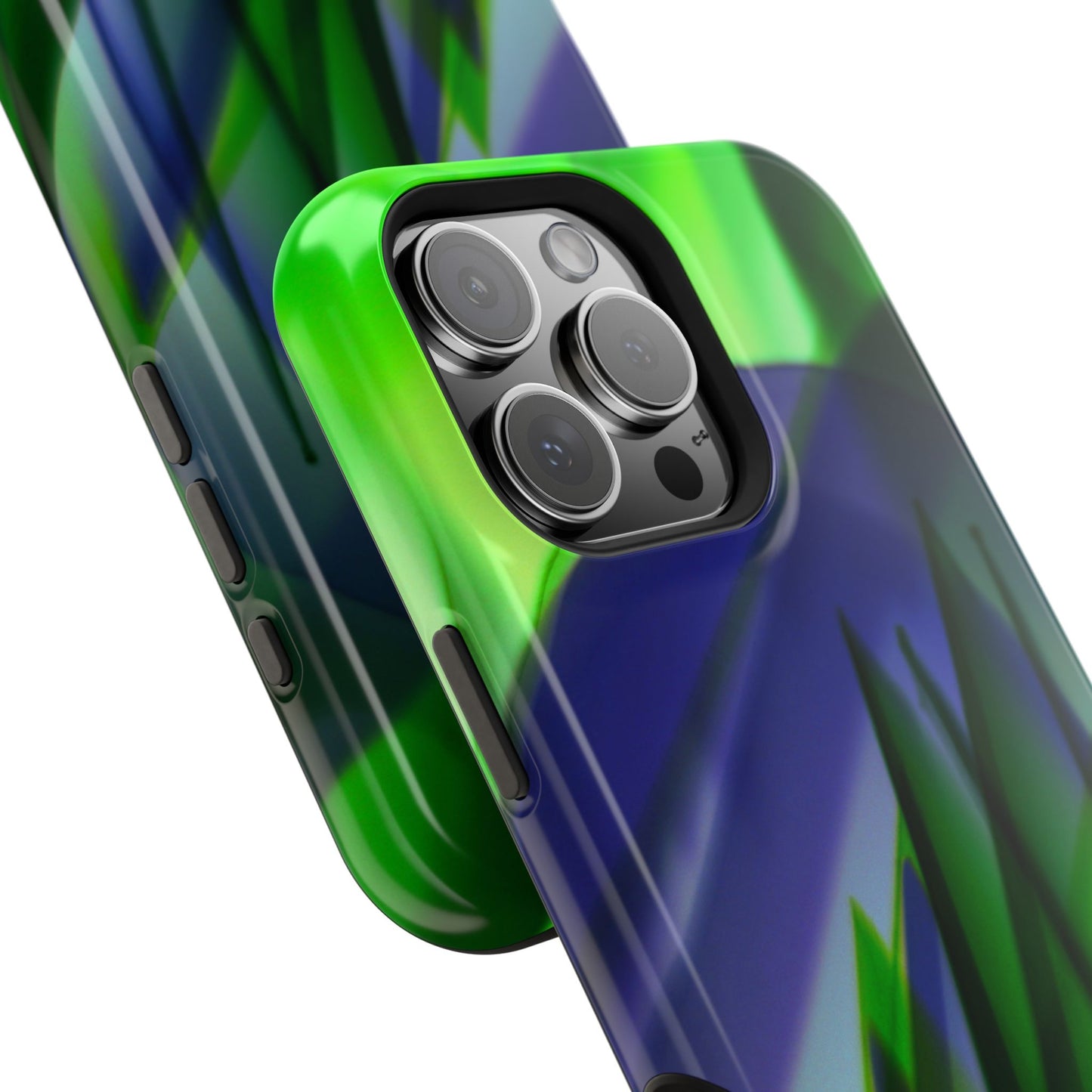 — Green Blue Abstract Wave Design Impact-Resistant Phone Case