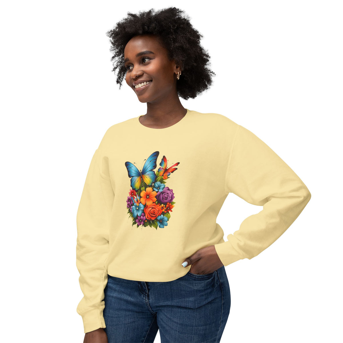 Butterfly Floral Crewneck Sweatshirt