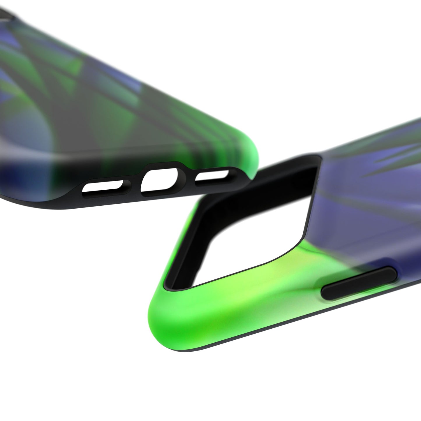 — Green Blue Abstract Wave Design Impact-Resistant Phone Case