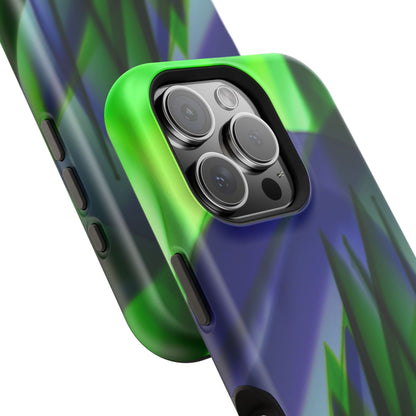 — Green Blue Abstract Wave Design Impact-Resistant Phone Case