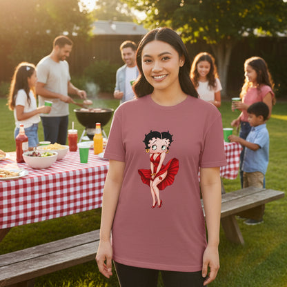 Betty Boop Red Dress T-Shirt — Retro Pinup Graphic Tee
