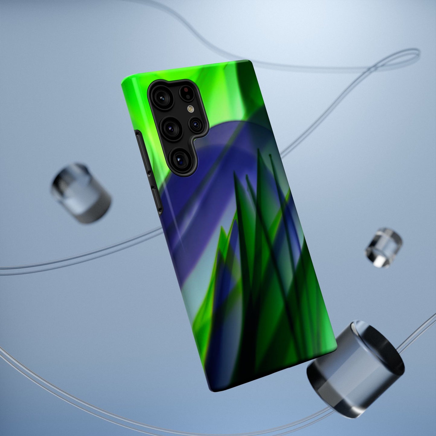 — Green Blue Abstract Wave Design Impact-Resistant Phone Case