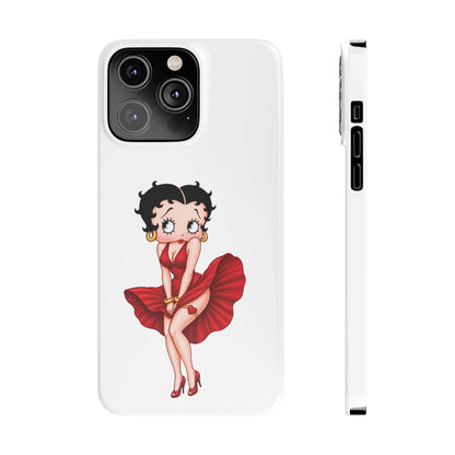 Betty Boop Red Dress Slim iPhone Case — Retro Pin-Up Cartoon Phone Cover