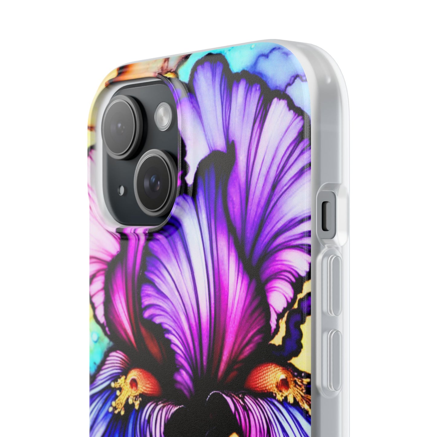 Stained Glass Iris Smartphone Case — Vibrant Purple Watercolor Phone Cover